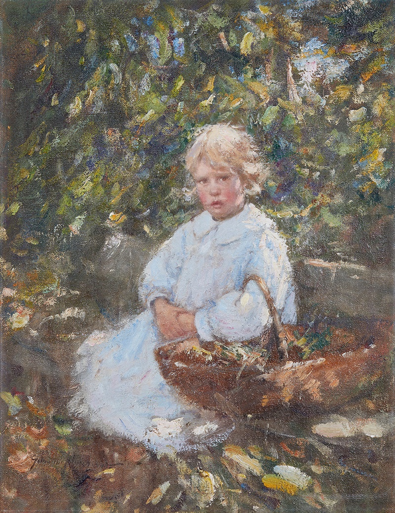 LOT 142 | ROBERT GEMMELL HUTCHISON R.B.A., R.O.I., R.S.A., R.S.W. (SCOTTISH 1860-1936) | THE YOUNG GARDENER Signed, oil on canvas | 46cm x 36cm (18in x 14in) | £8,000 - £12,000 + fees